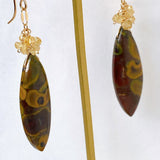 Fruit jasper and yellow aquamarine bouquet earrings