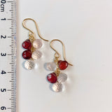 ローズクォーツとロードライトガーネットのピアス