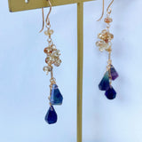 フローライトとナチュラルジルコンのピアス