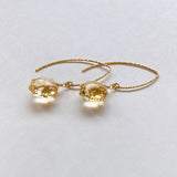 コンケーブオクタゴンカットシトリンの一粒ピアス