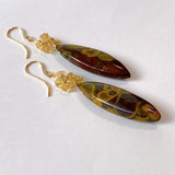 Fruit jasper and yellow aquamarine bouquet earrings