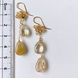 golden rutilated quartz and zircon earrings