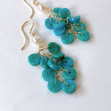 ソノランターコイズとアコヤベビーパールのしゃらしゃらピアス