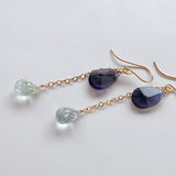 アイオライトとアクアマリンのピアス