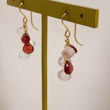 ローズクォーツとロードライトガーネットのピアス