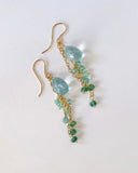 Large aquamarine and emerald earrings