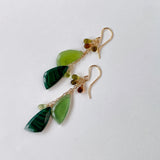 Green earrings with malachite, serpentine and petrol tourmaline