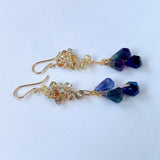 フローライトとナチュラルジルコンのピアス