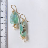 ローマングラスと淡水パールのフリルピアス