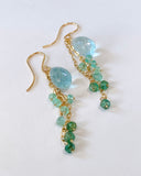 Large aquamarine and emerald earrings