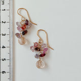 トパーズとスピネルのブーケピアス