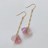 オニキスと水晶、アメトリンのフリンジピアス