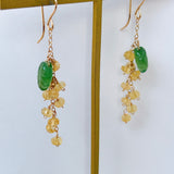 ヘリオドールとサーペンティンのミモザピアス