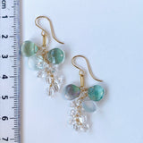 フローライトと両剣水晶のピアス