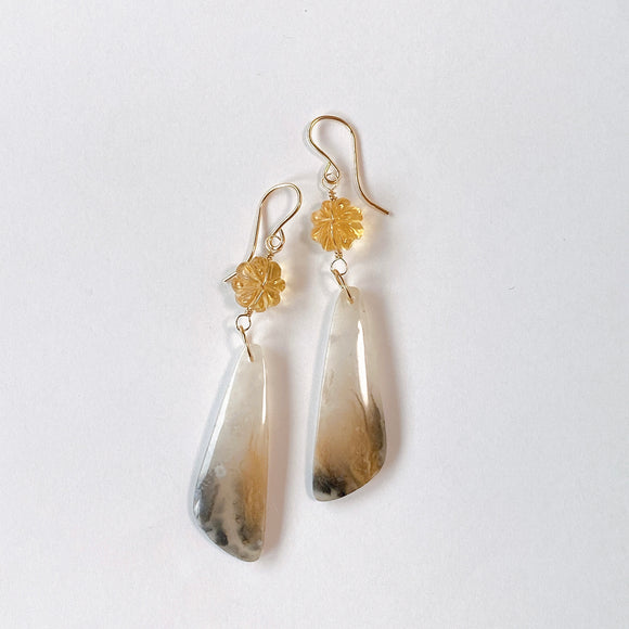 dendrite agate and citrine earrings