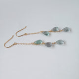 アフガニスタンフローライトのトリプルピアス　グリーン