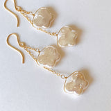 Butterfly pearl double earrings 