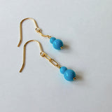 スリーピングビューティーターコイズの丸玉ダブルピアス