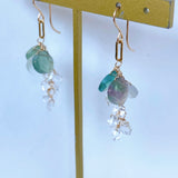 フローライトと両剣水晶のピアス