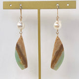 オパライズドウッドとアコヤパールのピアス5-31