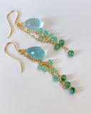 Large aquamarine and emerald earrings