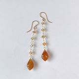 Golden shine moonstone and natural zircon earrings 