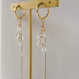 ハーキマークォーツの2wayアメリカンピアス　チャーム仕立て