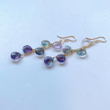 フローライトの五連ロングピアス　パープル