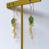 ヘリオドールとサーペンティンのミモザピアス