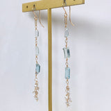 アクアマリンとアコヤケシパールのロングピアス