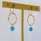 スリーピングビューティーターコイズの丸玉リングピアス