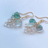 フローライトと両剣水晶のピアス