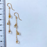 ルチルクォーツの3連ピアス