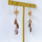 Chocolate moonstone and natural zircon earrings