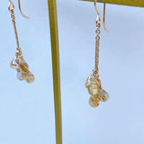 ルチルクォーツのバーチェーンピアス