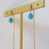 スリーピングビューティーターコイズの丸玉アメリカンピアス