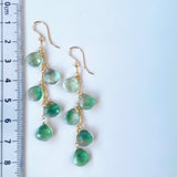 フローライトの五連ロングピアス　グリーン