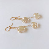 Butterfly pearl double earrings 