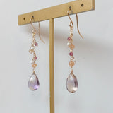 アメトリンと小粒天然石のロングピアス