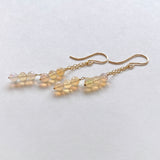 ラウンドカットオパールのダブルラインピアス