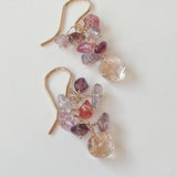 トパーズとスピネルのブーケピアス