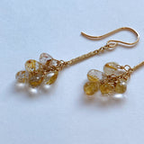 ルチルクォーツのバーチェーンピアス