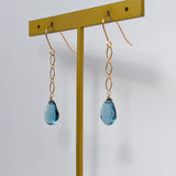 ロンドンブルートパーズのダイヤチェーンのピアス