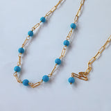 スリーピングビューティーターコイズの丸玉小9粒ネックレス