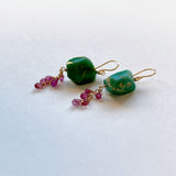 Russian Amazonite and Madagascar Sapphire Earrings Grape 