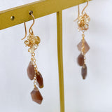 Chocolate moonstone and natural zircon earrings