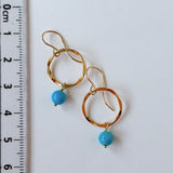 スリーピングビューティーターコイズの丸玉リングピアス