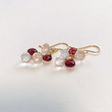 ローズクォーツとロードライトガーネットのピアス