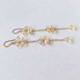 ラウンドカットオパールとアコヤベビーパールのロングピアス