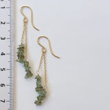 モルダバイトのダブルラインピアス